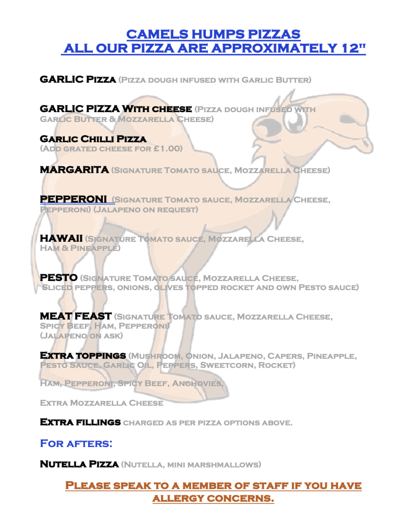 Pizza Menu