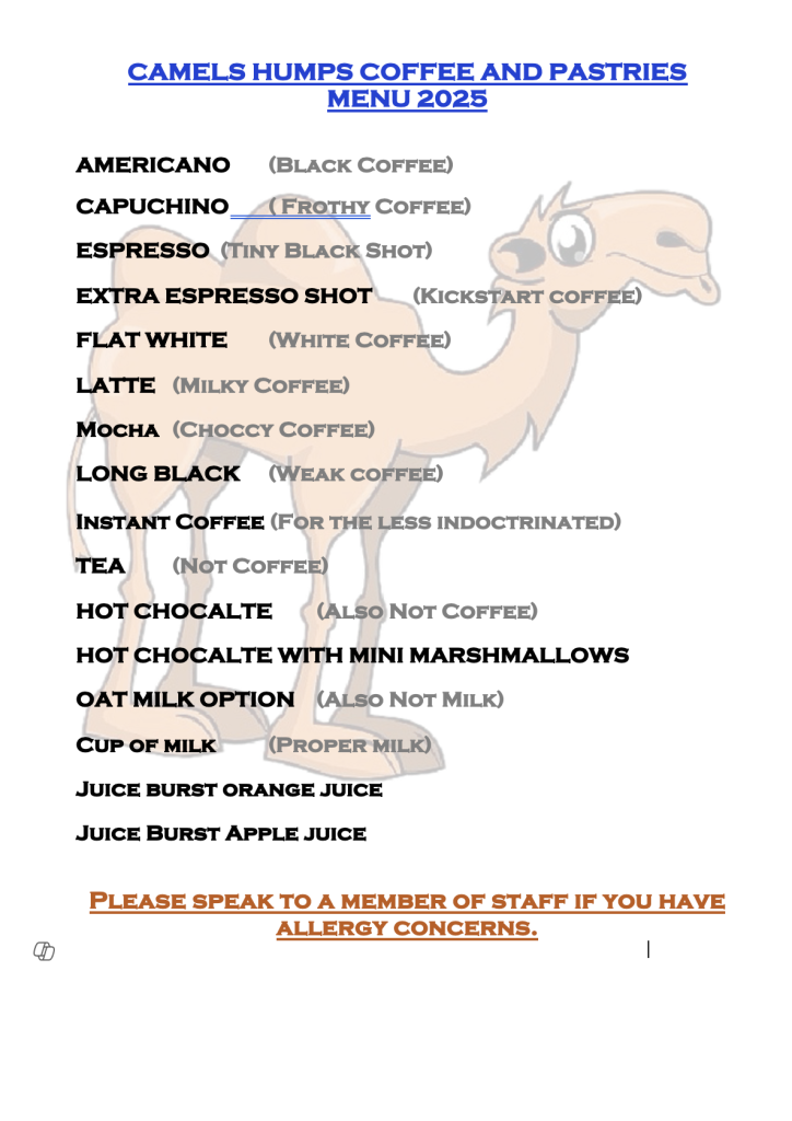 Coffee Menu